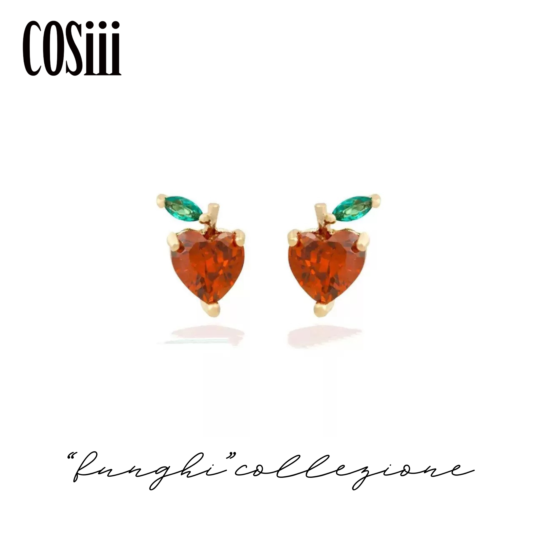 COSiii Orecchini Mela in Argento 925 – Zirconi Colorati, Design Fruttato