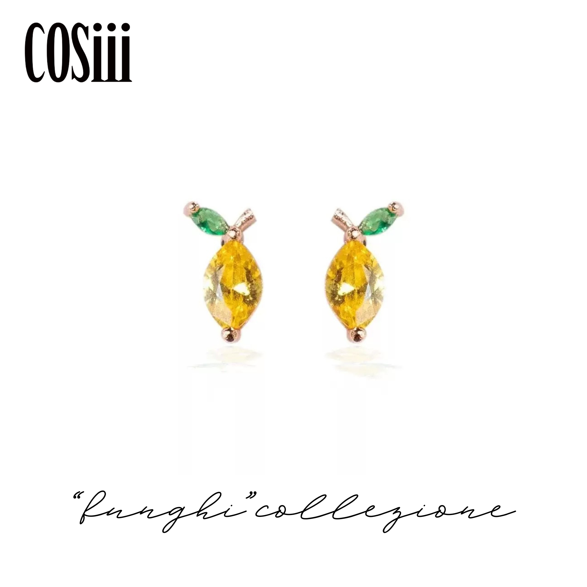 COSiii Orecchini Limone in Argento 925 – Zirconi Colorati, Design Fruttato