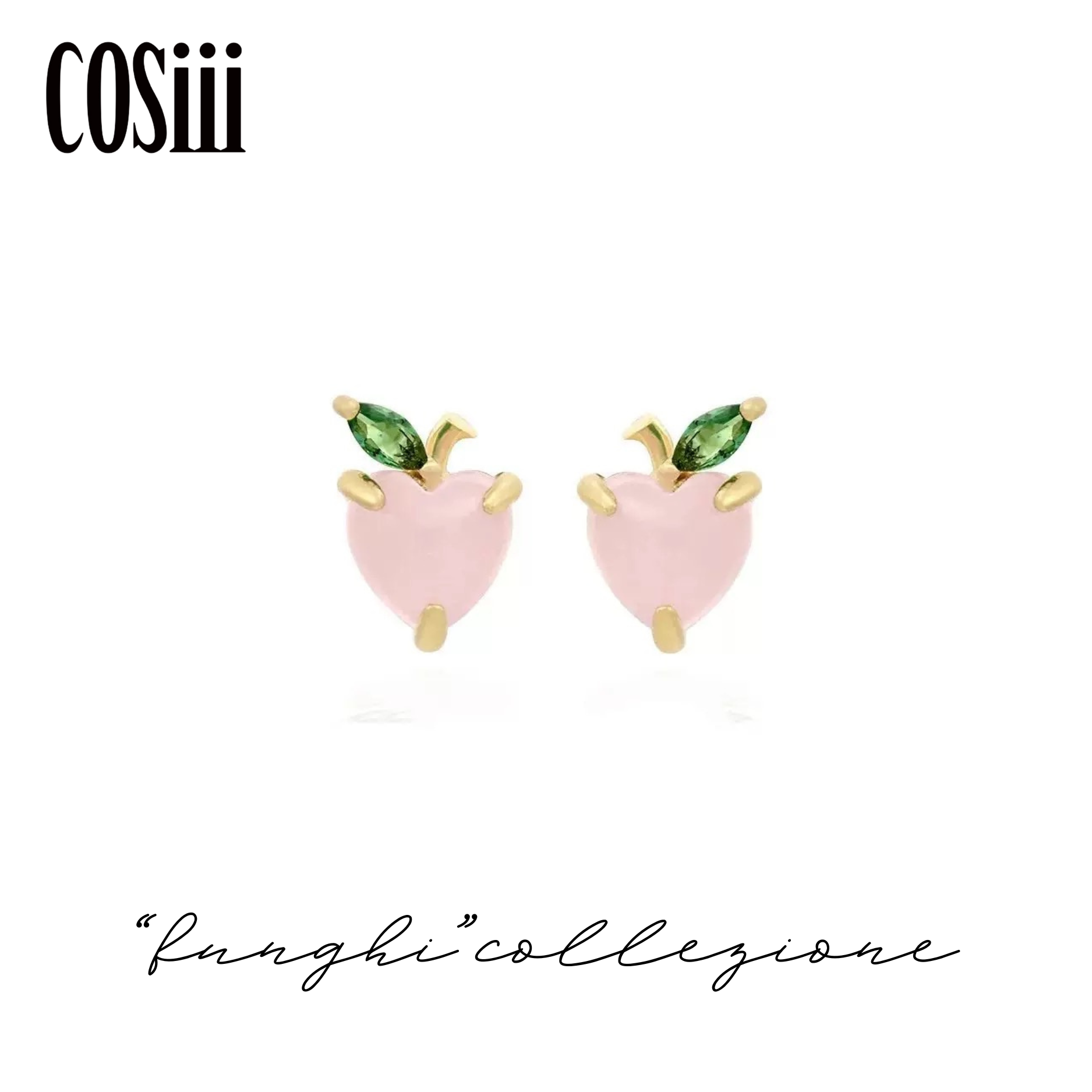 COSiii Orecchini Pesca in Argento 925 – Zirconi Colorati, Design Fruttato