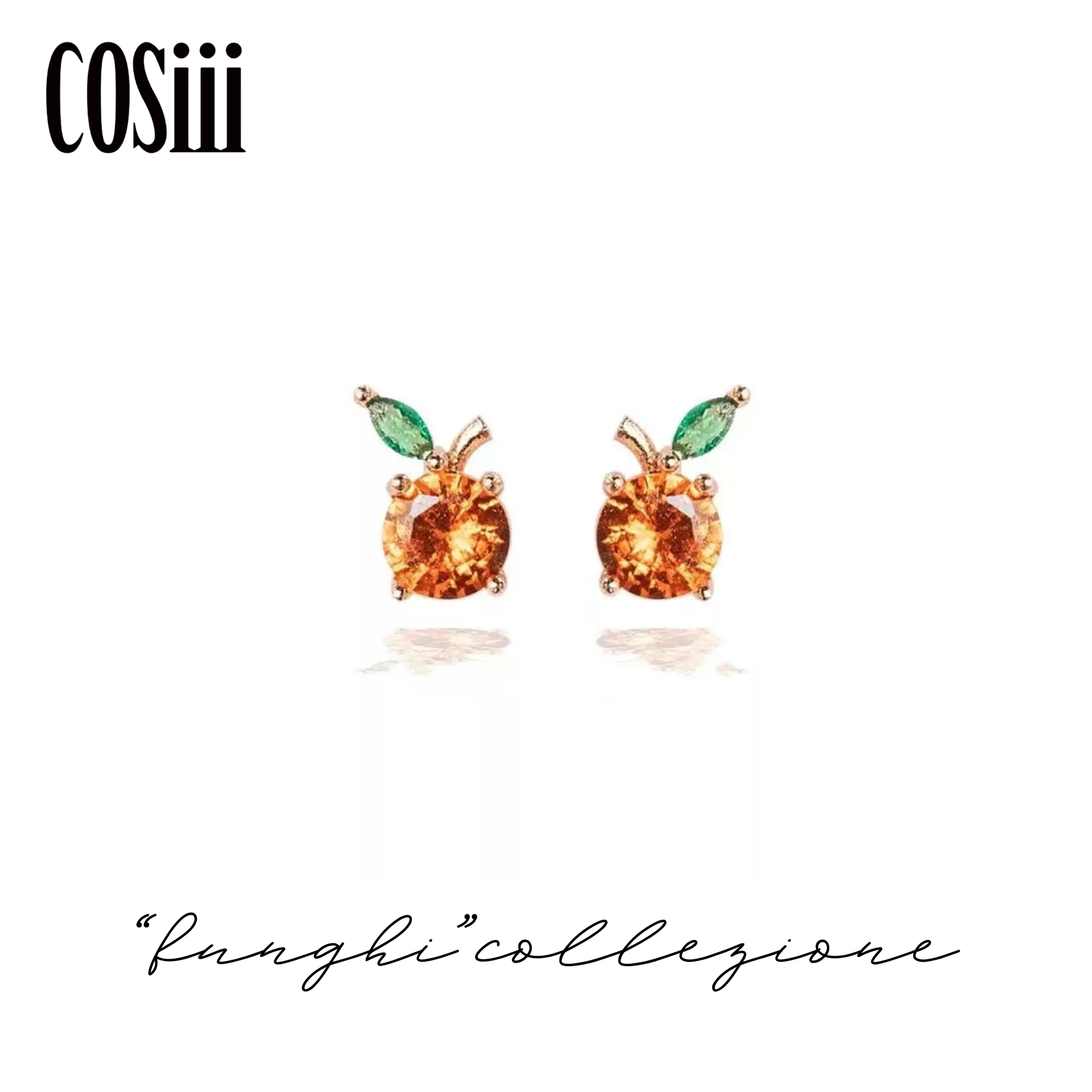 COSiii Orecchini Arancia in Argento 925 – Zirconi Colorati, Design Fruttato