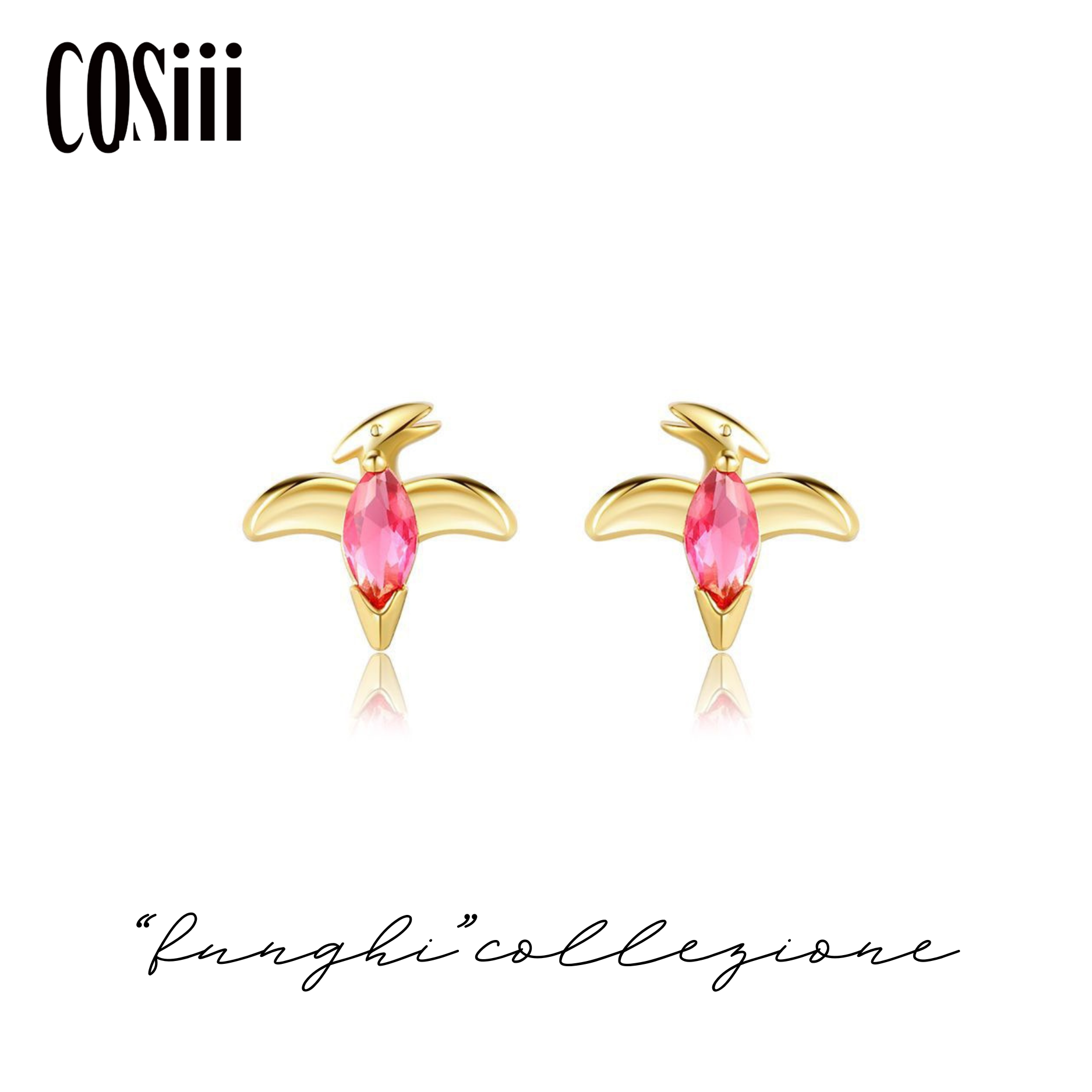 COSiii Orecchini Dinosauro Rosa in Argento 925 – Zirconi Colorati, Design Preistorico & Femminile