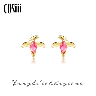 COSiii Orecchini Dinosauro Rosa in Argento 925 – Zirconi Colorati, Design Preistorico & Femminile