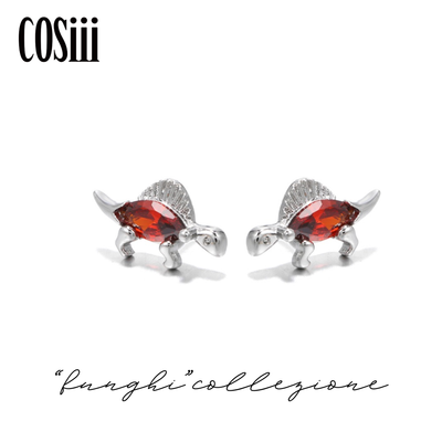 COSiii Orecchini Dinosauro Rosso in Argento 925 – Zircone Marquise, Design Brillante