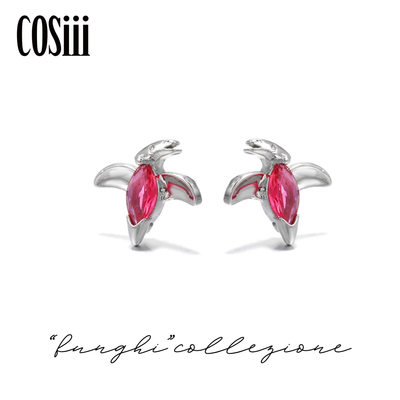 COSiii Orecchini Dinosauro Rosa in Argento 925 – Zircone Brillante, Design Leggero e Fantasioso