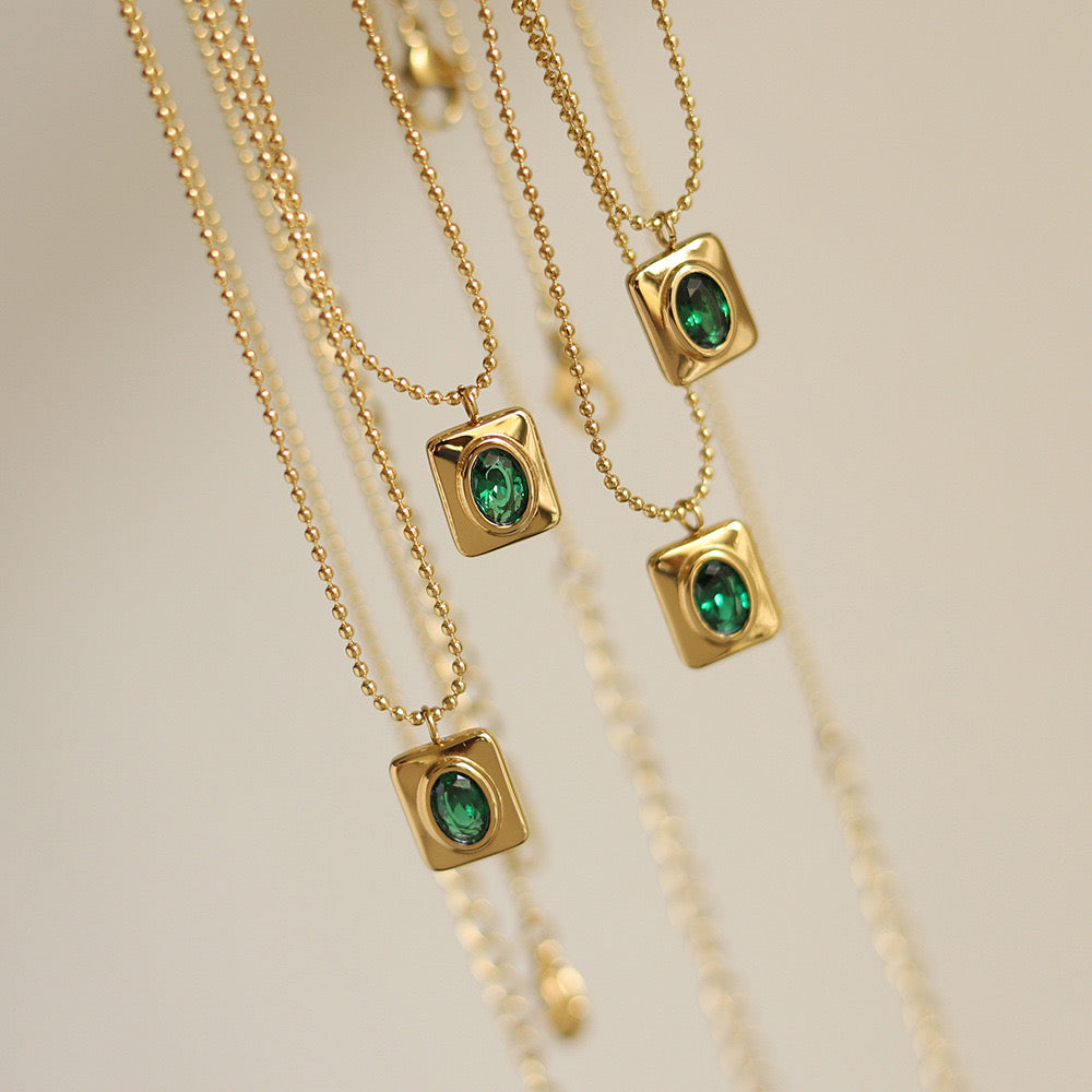 COSiii square candy necklace green gemstone necklace