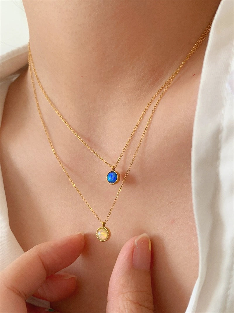 COSiii 18k gold plated opal necklace