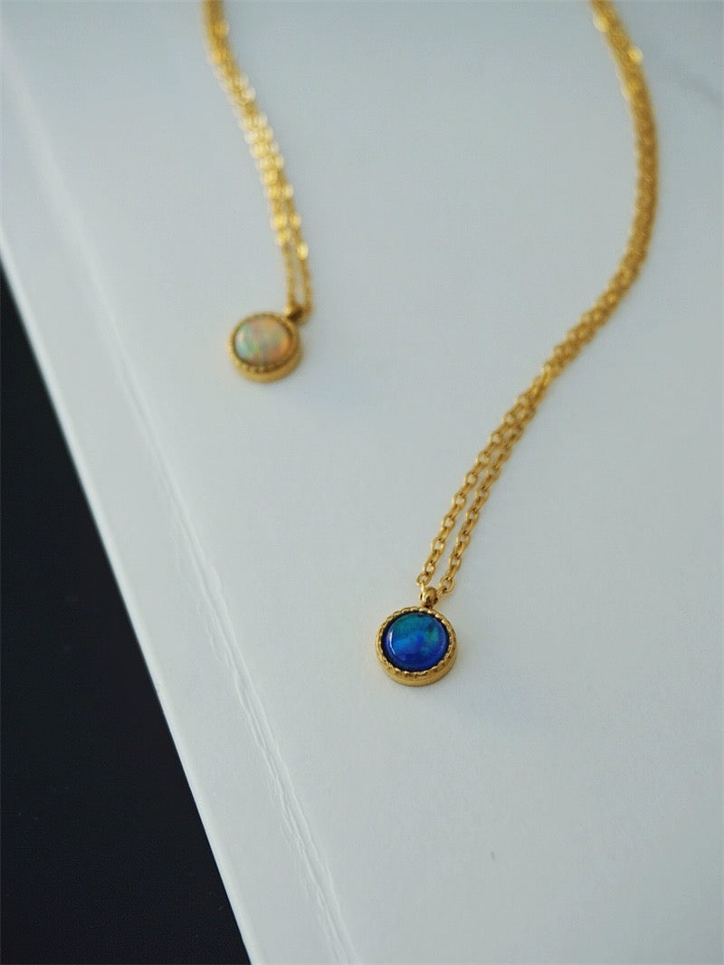 COSiii 18k gold plated opal necklace