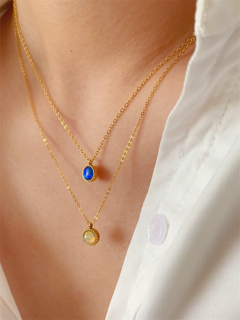 COSiii 18k gold plated opal necklace