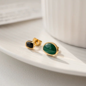 COSiii 18k gold plated Asymmetrical agate stud earrings