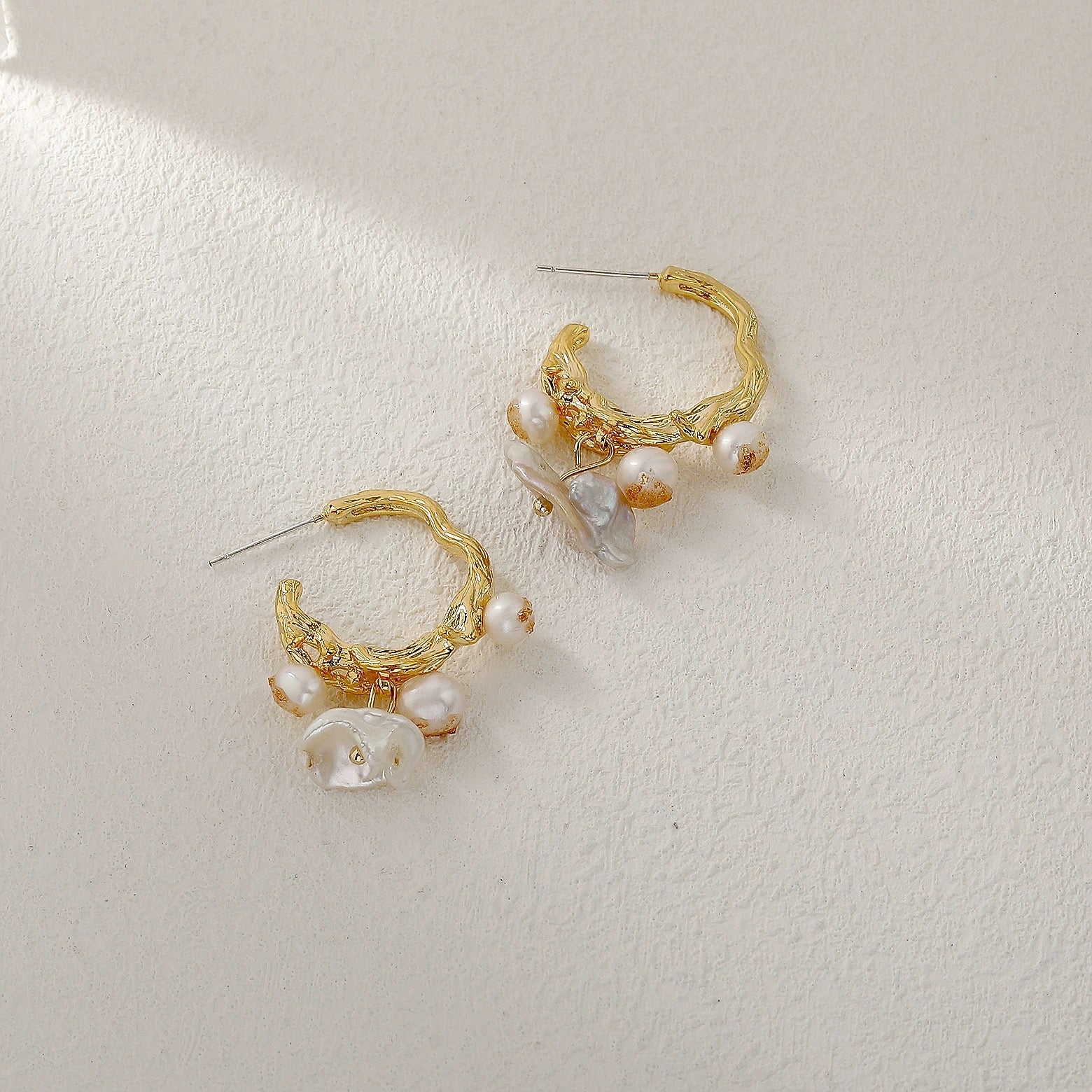 COSiii 14k gold plated Natural Baroque Pearl Earrings