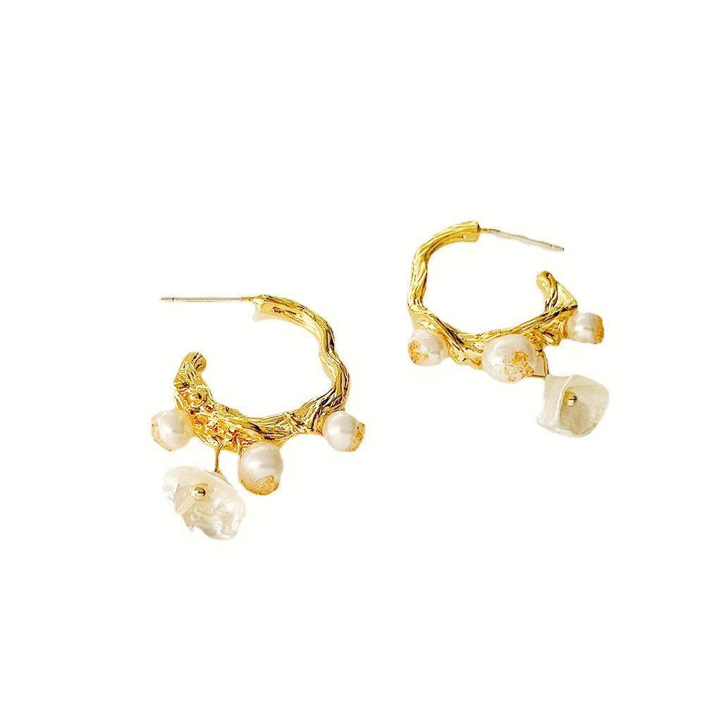 COSiii 14k gold plated Natural Baroque Pearl Earrings