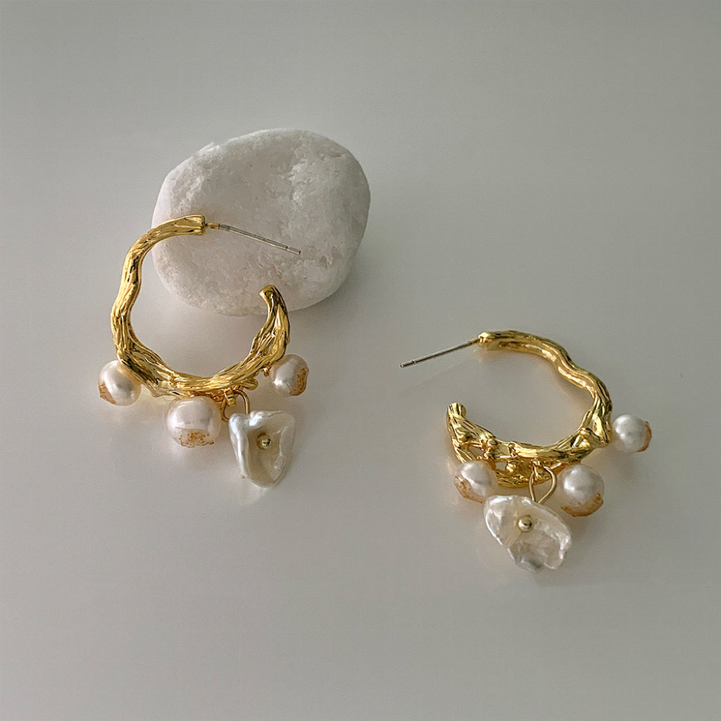 COSiii 14k gold plated Natural Baroque Pearl Earrings