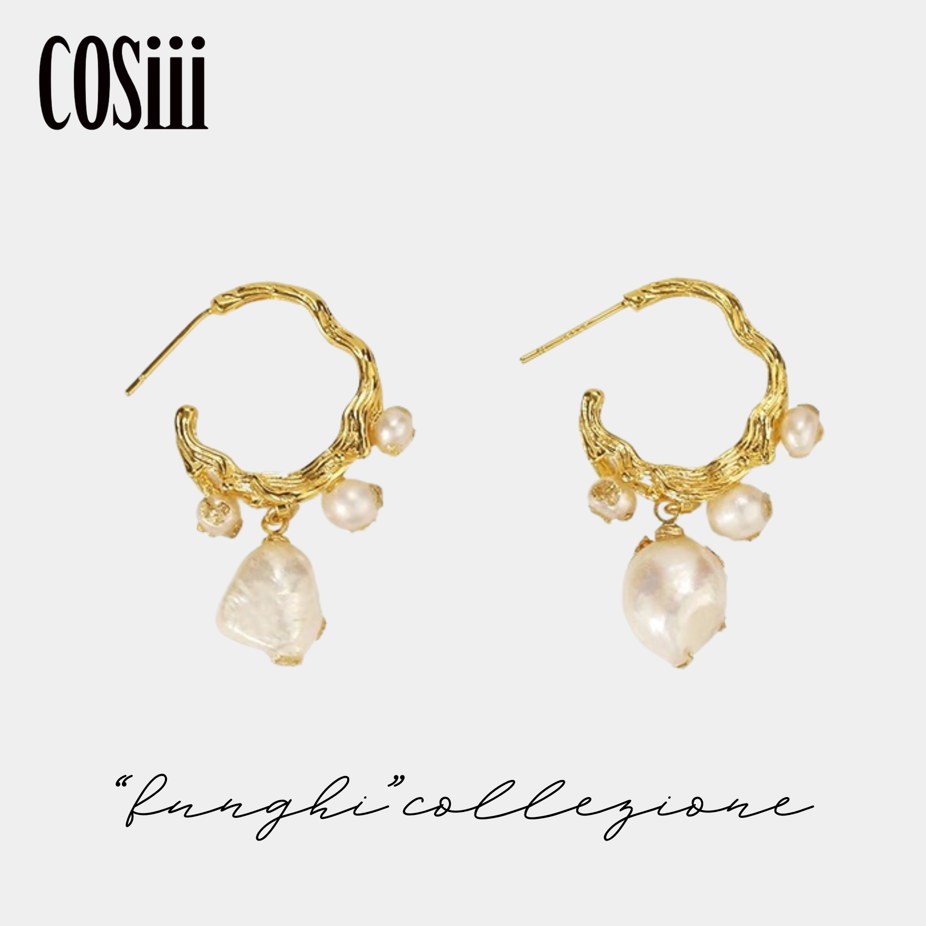 COSiii 14k gold plated Natural Baroque Pearl Earrings