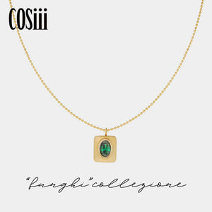 COSiii square candy necklace green gemstone necklace