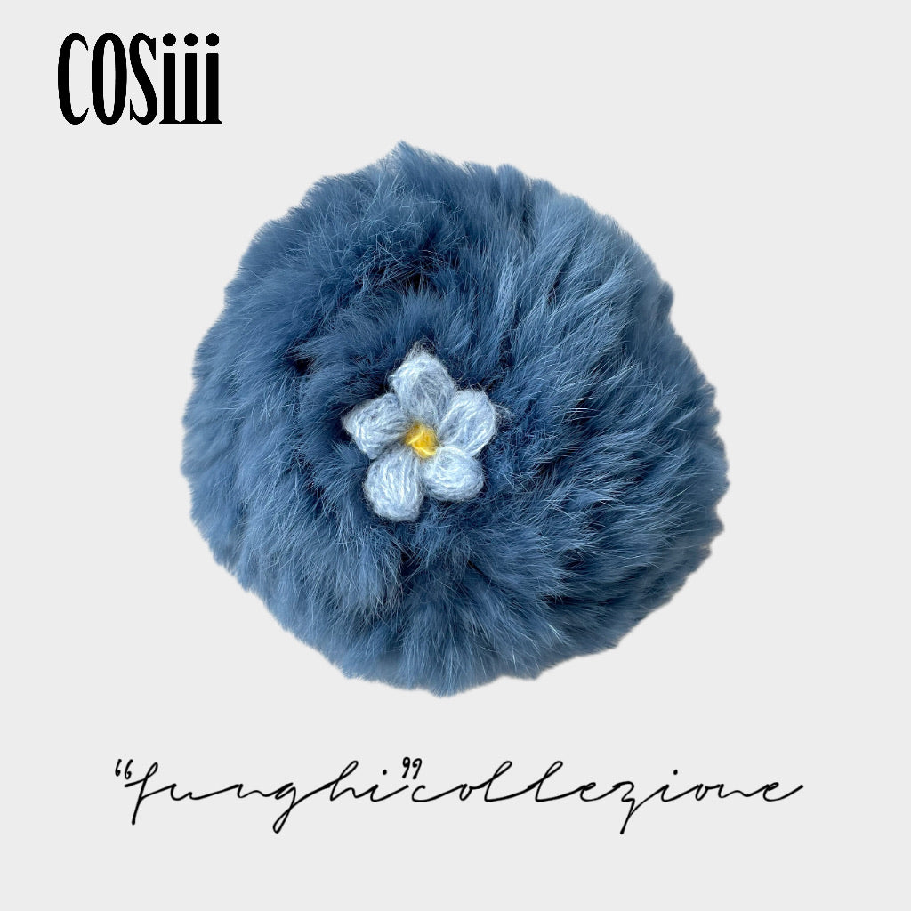 COSIII TAGINE 075  Blue Flower Handmade Woolen Hat