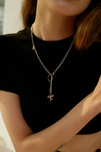 COSIII Angel Features Silver Long Necklace