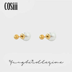 COSiii Simple double-sided pearl earrings