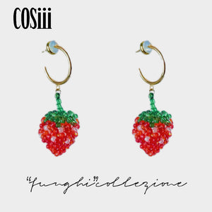 FRAGOLA Strawberry handmade beaded earrings