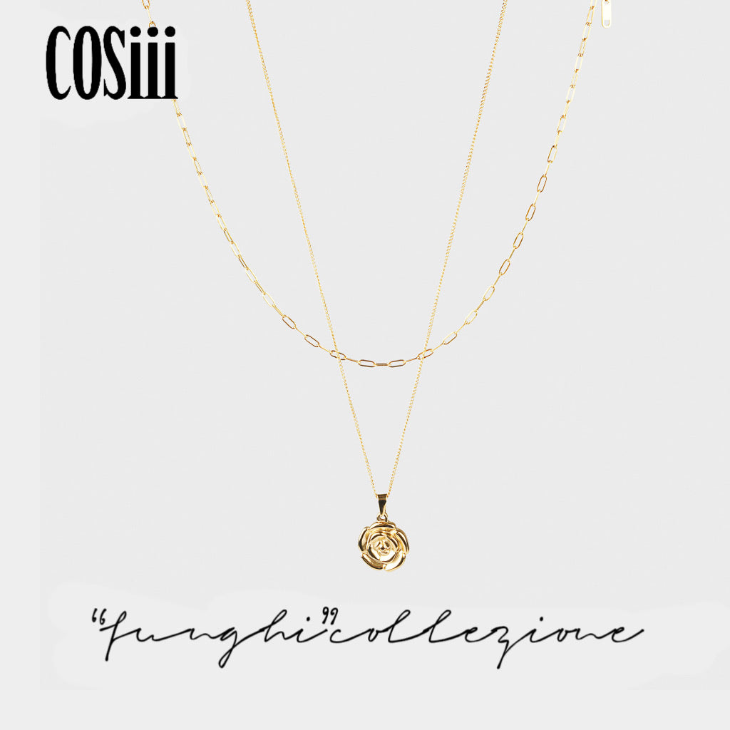 ROSE Golden rose double necklace