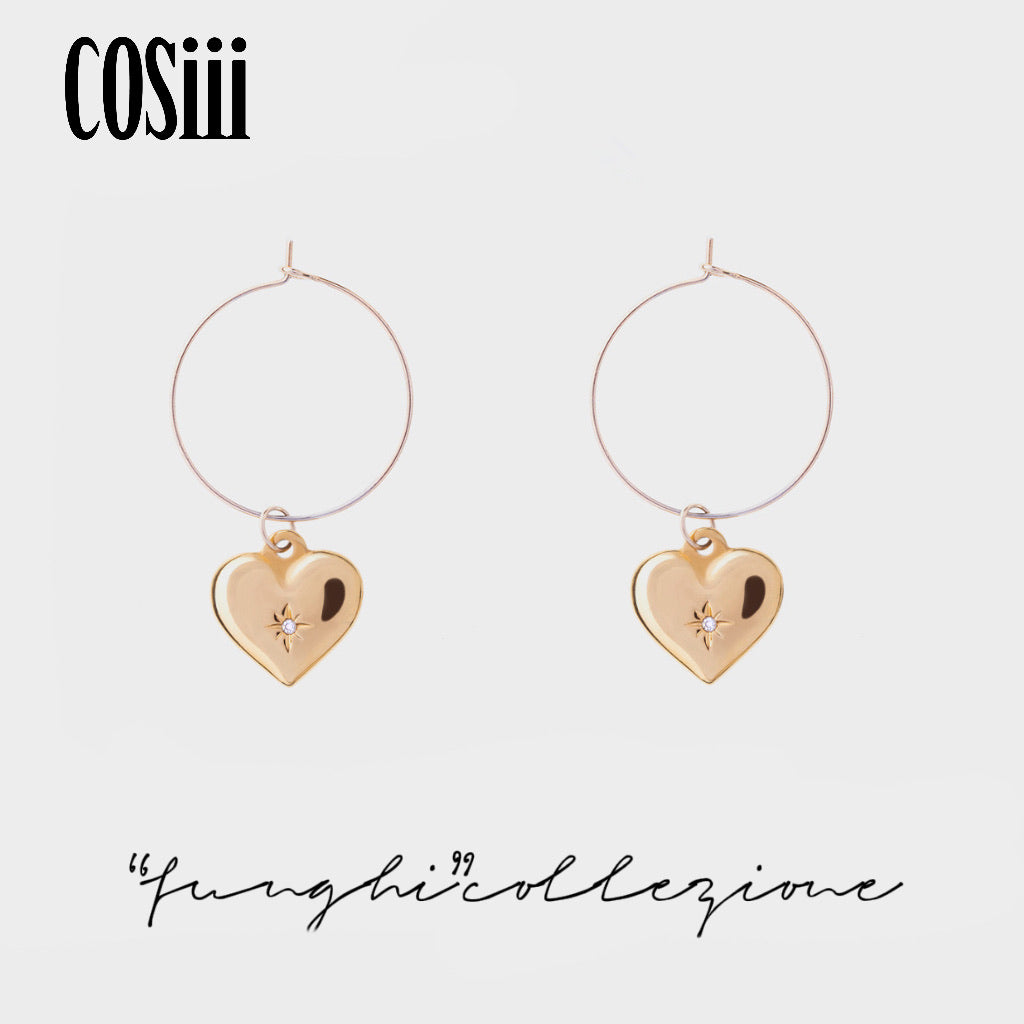 COSIII Eterno Ring With Heart Minimalist Earrings