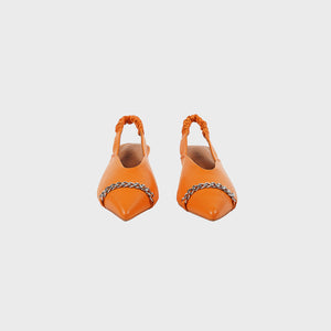 ANICE Chain Point Toe Mid-heel Shoes ORANGE