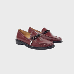 RIMA  Chain With Pearl Point Loafers BURGUNDY