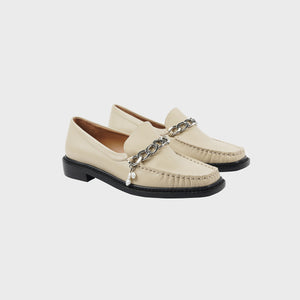 RIMA  Chain With Pearl Point Loafers WHITE