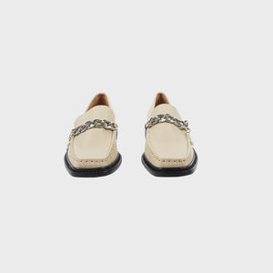 RIMA  Chain With Pearl Point Loafers WHITE