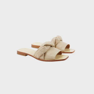 COSIII RETE Calfskin Woven Panel Slippers(Beige)