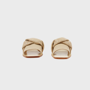 COSIII RETE Calfskin Woven Panel Slippers(Beige)