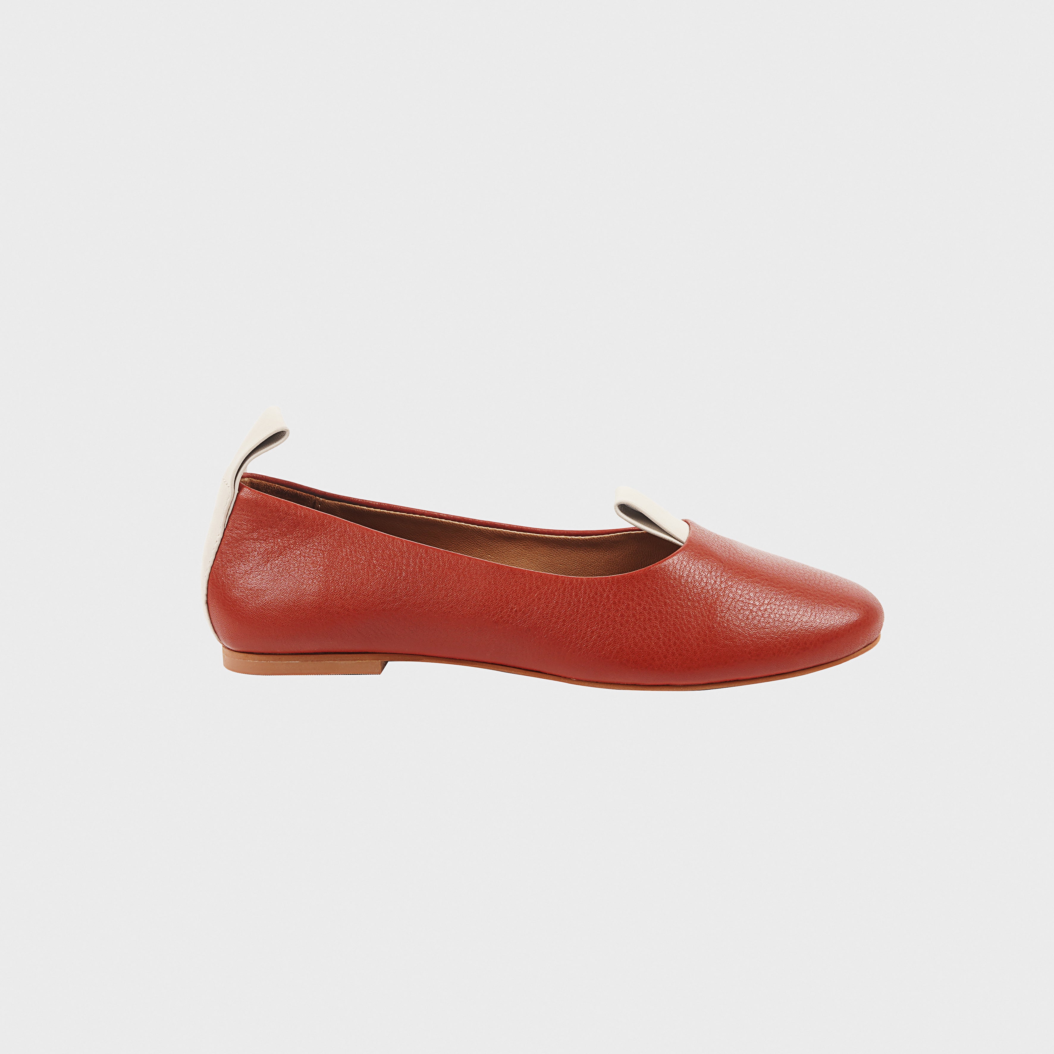 RAPA Orange Calfskin Flat Shoes