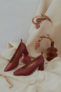 SALVIA Calfskin High Heels WINE