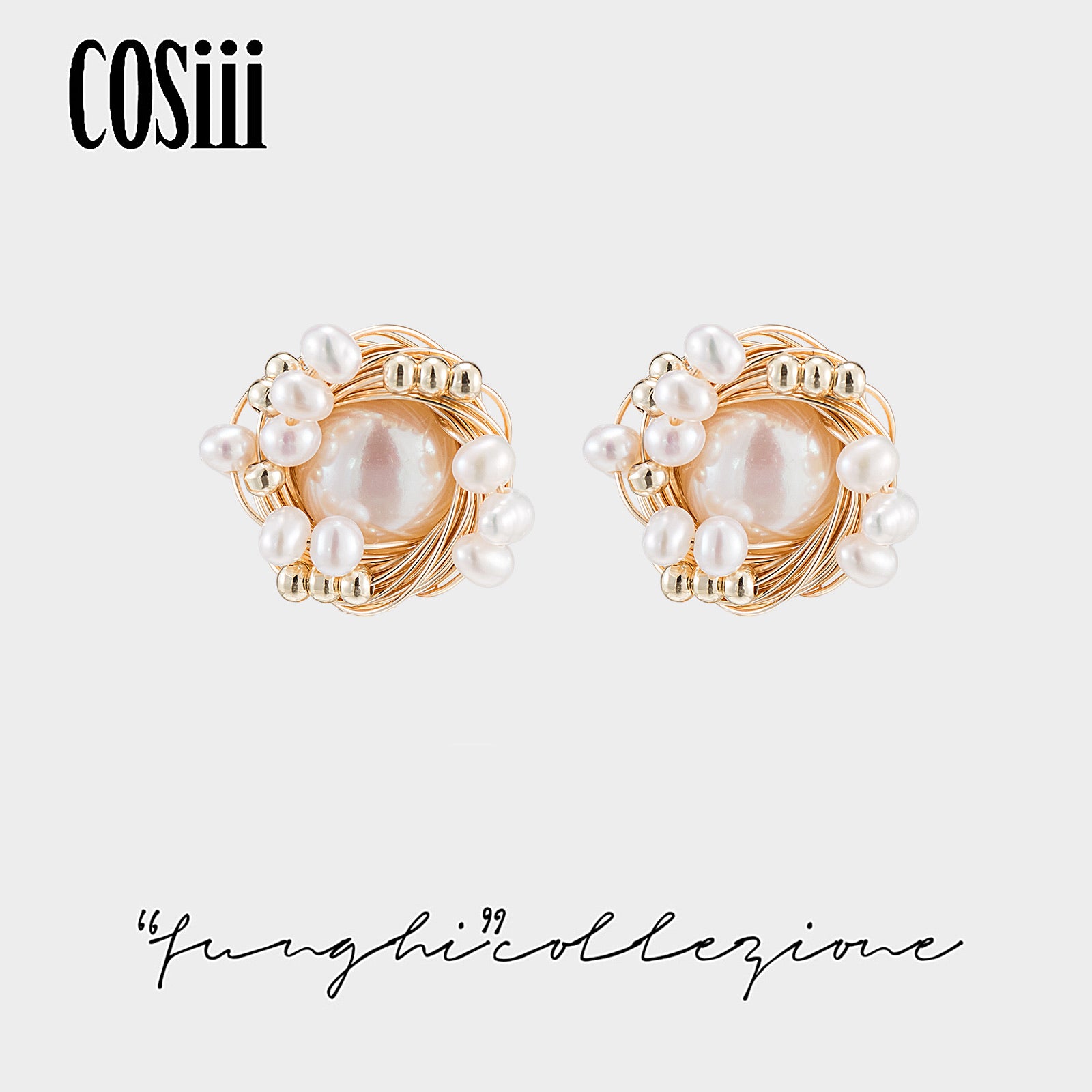 COSiii Pearl Surround Round Earrings