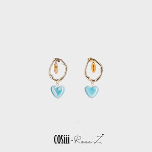 COSiii x Rose.Z Irregular Shape Heart Earrings Blue