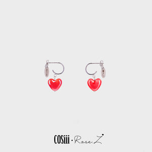 COSiii x Rose.Z Simple Heart Earrings Red