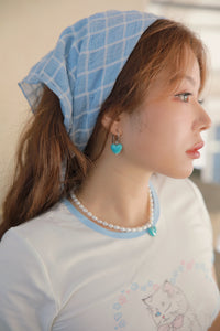 COSiii x Rose.Z Simple Heart Earrings Blue