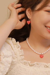 COSiii x Rose.Z Simple Heart Earrings Red