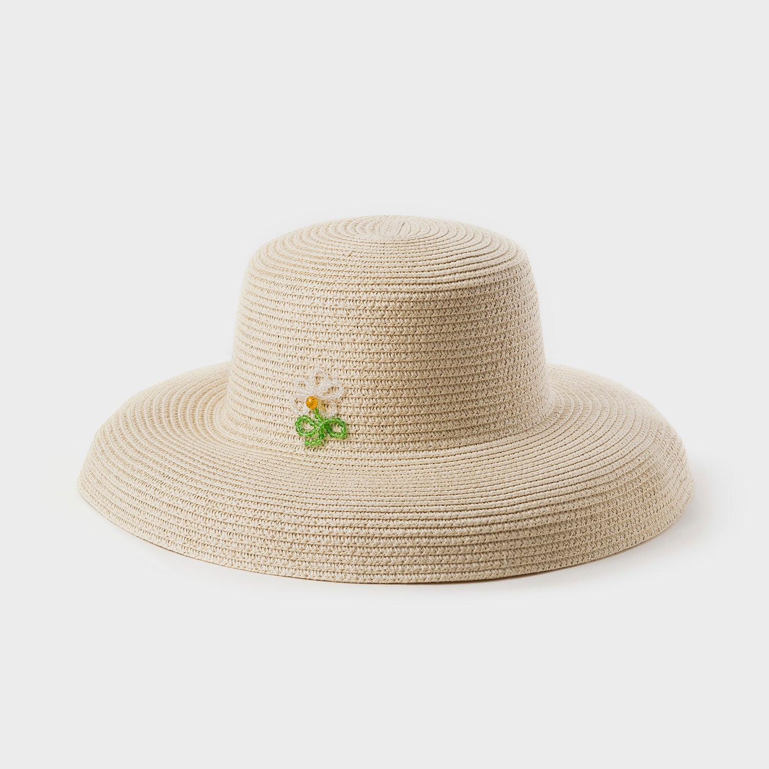 COSiii PADDY Beige Large Brim Crochet Straw