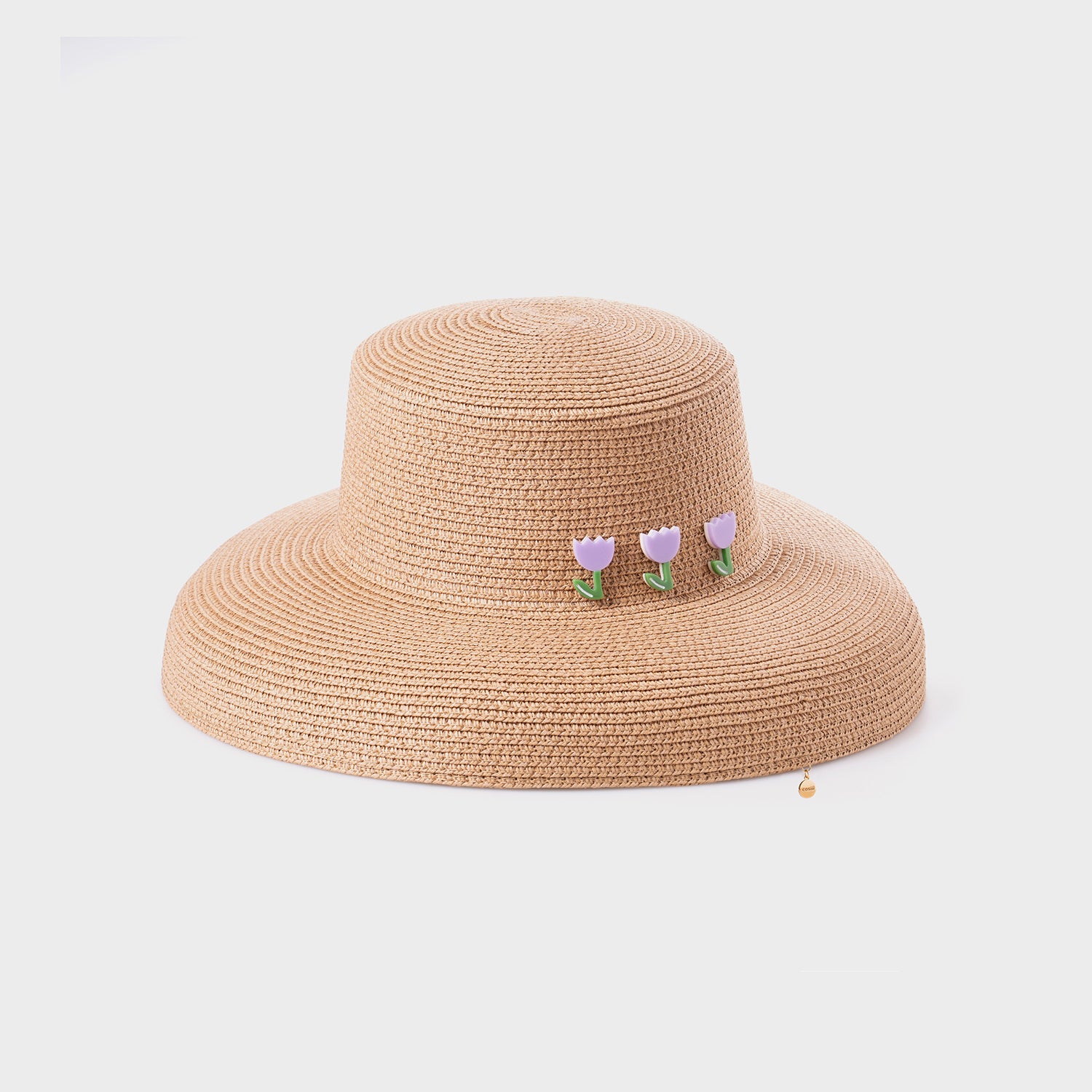 COSiii PADDY Beige Flower Large Brim Crochet Straw