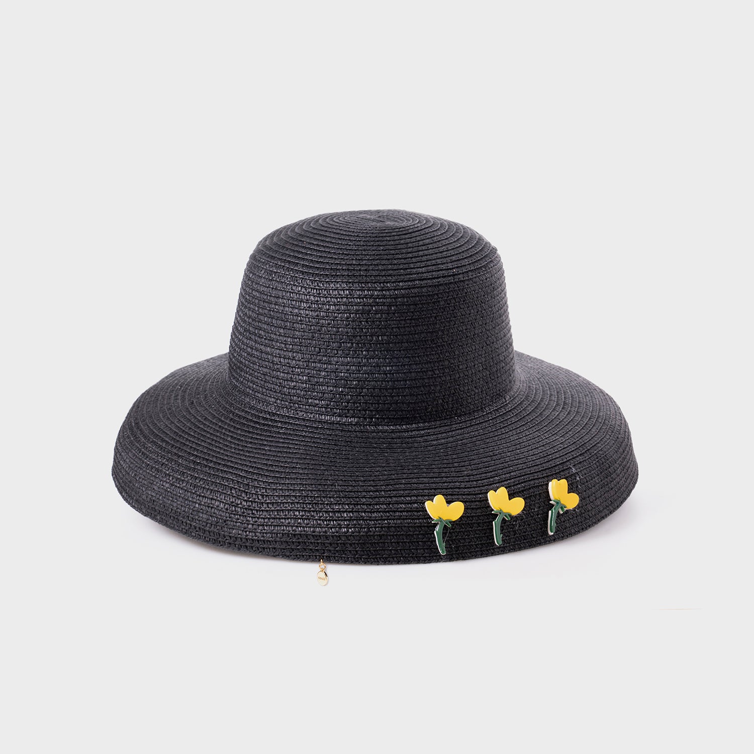 COSiii PADDY Black Large Brim Crochet Straw