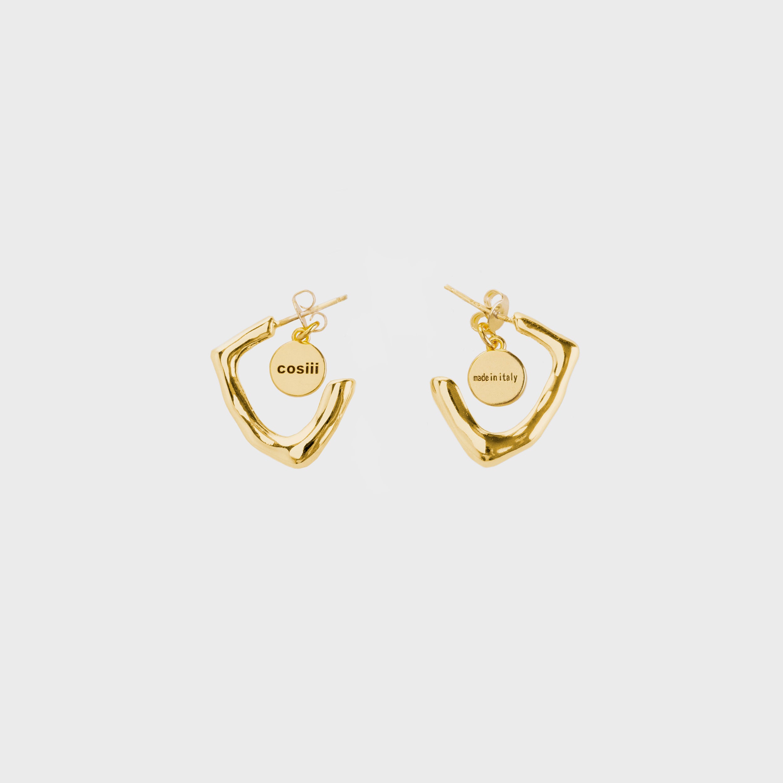 COSIII Squadrato Irregular Square Golden Earrings