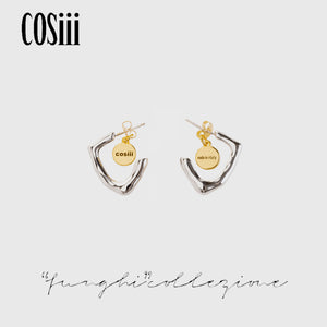 COSIII Squadrato Irregular Square Silver Earrings