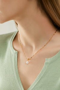 COSiii 14k Gold necklace with pearl earrings