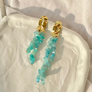 COSIII IRIS Lake Blue Natural Fritillary Tassel Earring